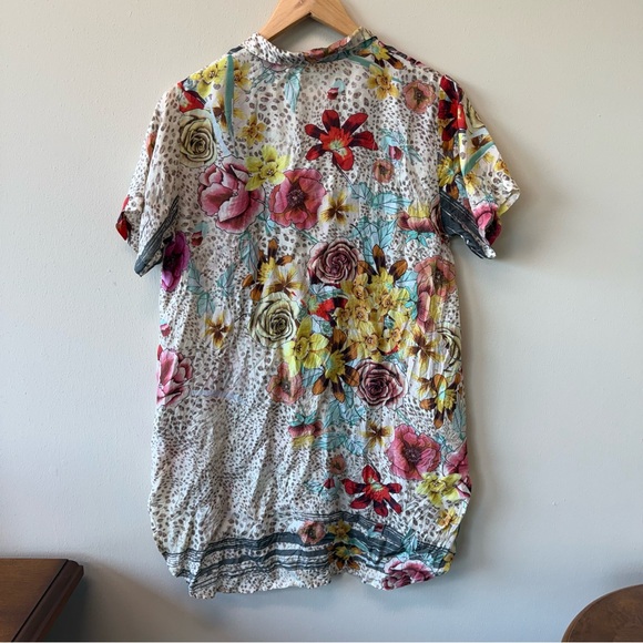 Johnny Was Hera Calia 100% Silk Floral Leopard Tunic Top - Picture 6 of 7